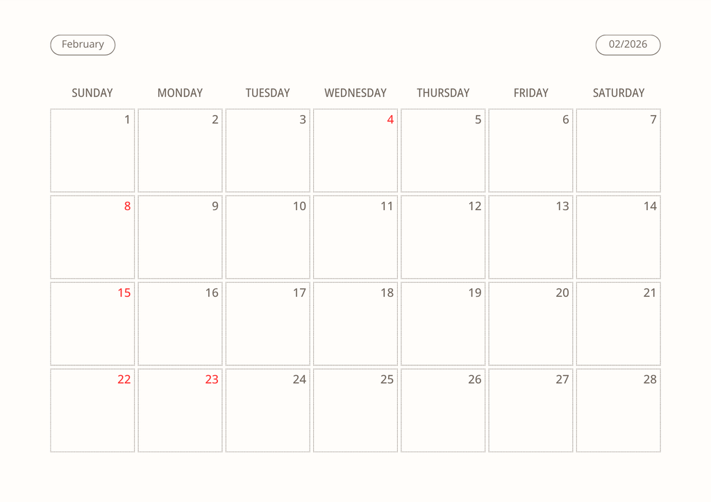 Printable Wall Calendar 2026 - Digital Download (PDF)